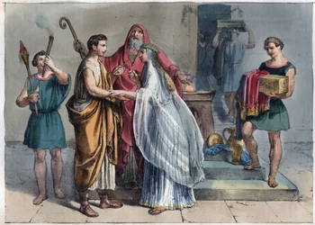 Mariage romain au temps de la République - gravure tirée de « Usi e Costumi di Tutti i Popoli dell