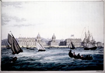 Hôpital Royal de Greenwich sur la Tamise, Angleterre.