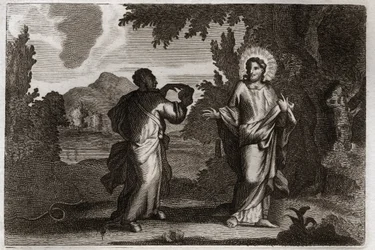 Bible de Royaumont, Nouveau Testament : Jésus-Christ dans le désert. Illustration de 1811.