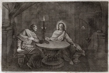 Bible de Royaumont, Nouveau Testament : Nicodème vient trouver Jésus-Christ la nuit. Illustration de 1811.