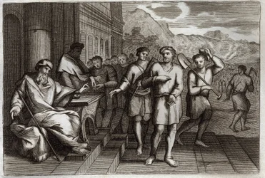 Bible de Royaumont, Nouveau Testament : Parabole des ouvriers de la onzième heure. Illustration de 1811.