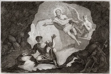 Bible de Royaumont, Nouveau Testament : Résurrection. Jésus-Christ ressuscite de son tombeau sous l