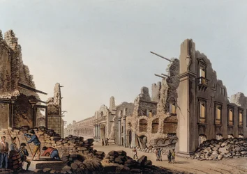 Ruines causées par le tremblement de terre à Messine en 1783. Dans « Vues dans les Dominions Ottomans, en Europe, en Asie et quelques îles de la Méditerranée »