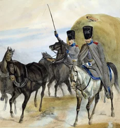 Cosaques russes - dessin, début 19ème siècle
