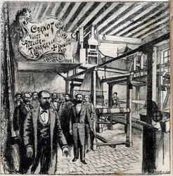 Sadi Carnot (1837-1894) visite un atelier de Canut, 8 octobre