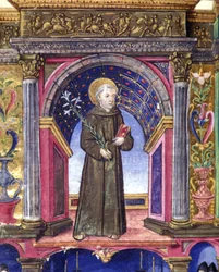 Saint Antoine de Padoue. Manuscrit du XVe siècle. Bibliothèque nationale Braidense, Milan.