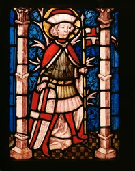 Saint Florian avec lance et bouclier (vitrail)