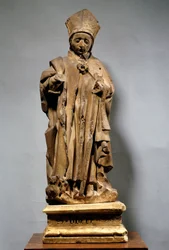 Saint Hubert en évêque Sculpture en bois
