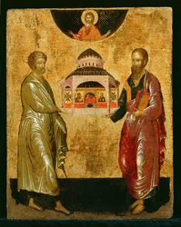 Les saints Pierre et Paul présentent une église à Dieu