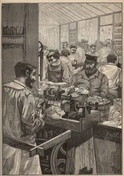 Écume de mer : fabrication de pipes en écume de mer. Gravure de 1885 dans "Les arts et métiers illustrés" par Adolphe Bitard.