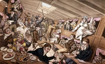 Le mal de mer. Illustration du début du 19ème siècle.