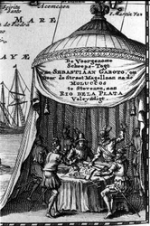 Sebastiano Caboto (Sebastien Cabot) représenté sur la cartouche d
