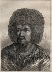 Deuxième voyage (1772-1775) du capitaine James Cook (1728-1779) : portrait de O-Too (O Too), roi de Tahiti - illustration tirée de « Les grands marins du XVIIIe siècle »