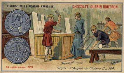 Série Histoire de la Monnaie Française publiée par Chocolat Guérin Boutron. Denier d