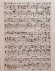 Page de partition du Deuxième livre de toccates par Girolamo Frescobaldi