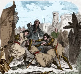 Simon IV de Montfort mort (1150-1218) aristocrate français, au siège de Toulouse en 1218.
