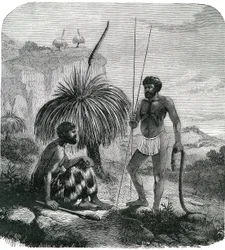 Chasseurs de serpents en Australie. Gravure 1868