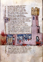 Chanson de geste : scène de combat près d