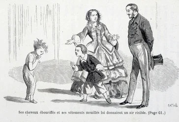 Sophie mouillée - dans "Les Malheurs de Sophie" de la Comtesse de Ségur, Hachette
