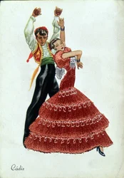 Danseurs de flamenco espagnols en costumes traditionnels