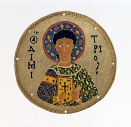 Saint Démétrius - dans "Histoire et Monuments des Émaux Byzantins" par N. Kondakow. Chromolithographie 1892