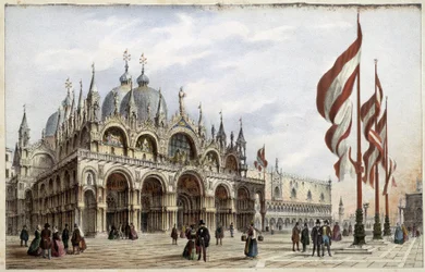 Basilique Saint-Marc - dans « Album des principales vues de Venise », ill. par Marco Moro, ed. Gio Brizeghel, v.1840