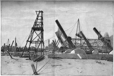 État du chantier de la tour Eiffel en 1887.