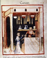 Préparation du sucre. Enluminure du traité de médecine et de diététique « Tacuinum sanitatis »