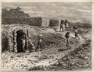 Soufre - Une mine de soufre à Girgenti, Sicile - gravure dans 