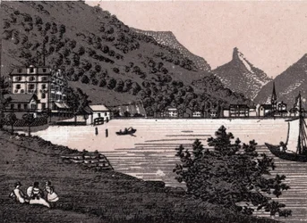 Suisse : vue de la ville de Flüelen. dans « Le Monde Illustré 168 vues » Sans date (fin XIXe siècle)