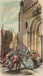 La révolte namuroise en 1256. Gravure de 1868 dans « Histoire de Belgique des temps primitifs à la fin du règne de Léopold Ier » par Théodore Juste (1818-1888). Collection privée