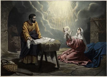 La naissance du Christ. Gravure anonyme du milieu du 19ème siècle