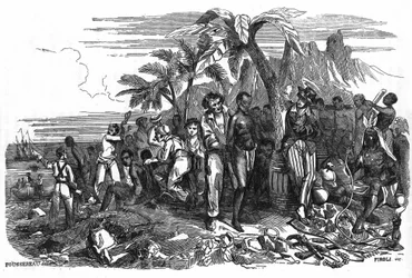 Le Commerce Noir. Gravure du 19ème siècle
