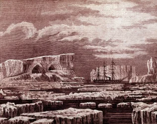 Le bateau Challenger au milieu des icebergs