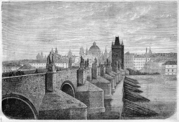 Le Pont Charles à Prague - Gravure dans « Le Journal Illustré »