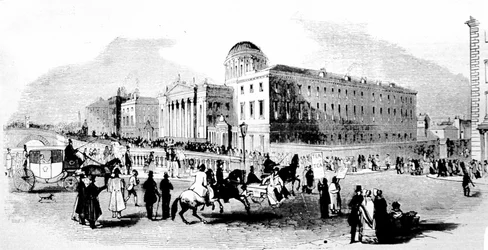Les Quatre Cours. Dublin. Gravure du 19ème siècle.