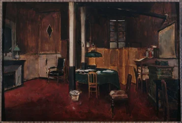 Salle de rédaction du Journal des débats, vers 1889 (huile sur bois)