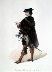Les Maîtres chanteurs de Nuremberg (Die Meistersinger von Nürnberg), opéra créé par Richard Wagner : costume de Walther von Stolzing pour la première représentation. Musée Wagner Bayreuth.