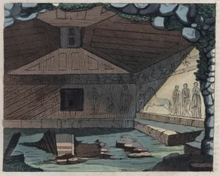 La nécropole de Tarquinia - gravure tirée de « Usi e Costumi di Tutti i Popoli dell