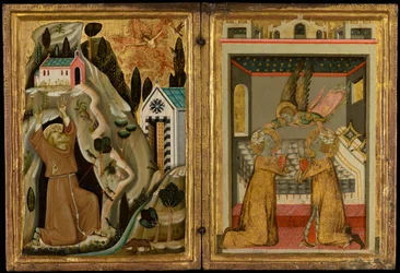 La Stigmatisation de saint François et un ange couronnant les saints Cécile et Valérien