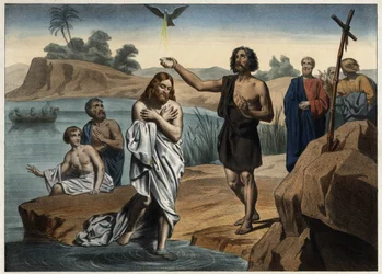 Le baptême du Christ. Gravure anonyme du milieu du XIXe siècle.