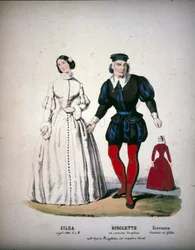 Les personnages de Gilda, Rigoletto et Giovanna dans l