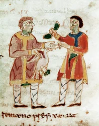 Le vendeur de poulets (Miniature, IXe siècle)