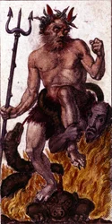 Le diable représenté sur une carte de tarot de 1840