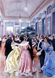Le foyer du théâtre de La Scala (Teatro alla Scala) à Milan. 1890
