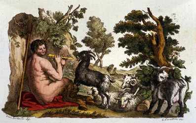Le dieu Pan. Gravure du « Dizionario mitologico » 19ème siècle