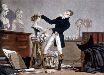 Le coiffeur - lithographie, début 19ème siècle