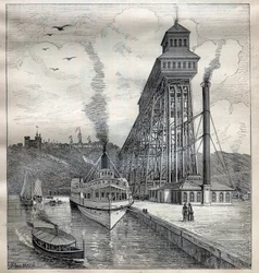 Les ascenseurs de Weehawken aux États-Unis - Gravure dans « La Science française »