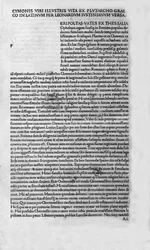 Les vies des hommes illustres. Page du livre de Plutarque de Chéronée, également appelé « Vies parallèles ». 1495.