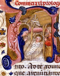 La Nativité. Manuscrit du 15ème siècle.